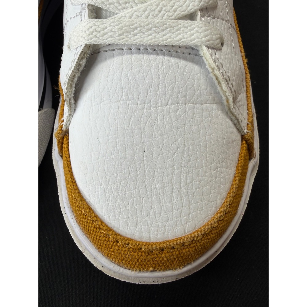 Nike Court Legacy Low White Black Mustard Yellow Canvas Trim Sneakers DH3161-100 - Picture 10 of 16